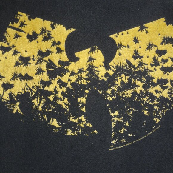 VINTAGE Y2K WU-TANG CLAN KILLA BEES LOGO BLACK MEDIUM T-SHIRT L202 (FADED -SPOT) - Picture 4 of 6